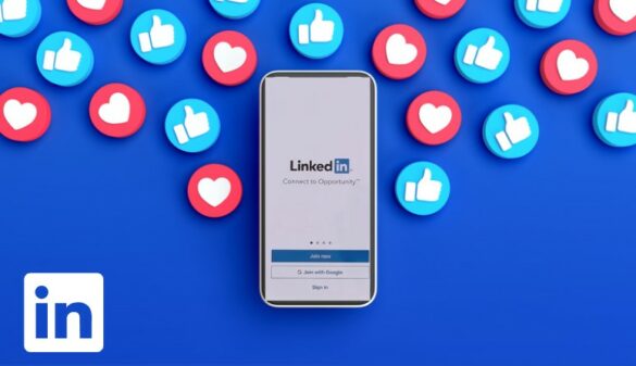 téléphone sur la page de connexion LinkedIn avec des interactions